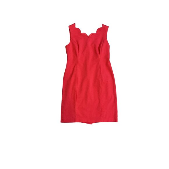 Talbots Scalloped Neck Sleeveless Sheath Dress Size 12 Hot Pink 36" Long‎ - Picture 6 of 9